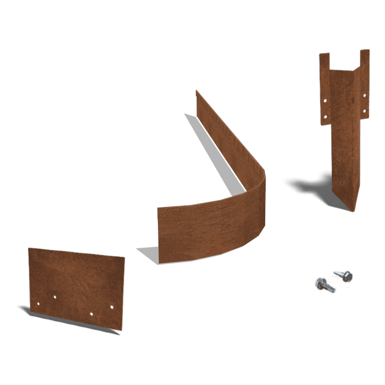 Obrubník zploštělý z cortenové oceli FLEX 13 cm kompletní sada na 15 metrů