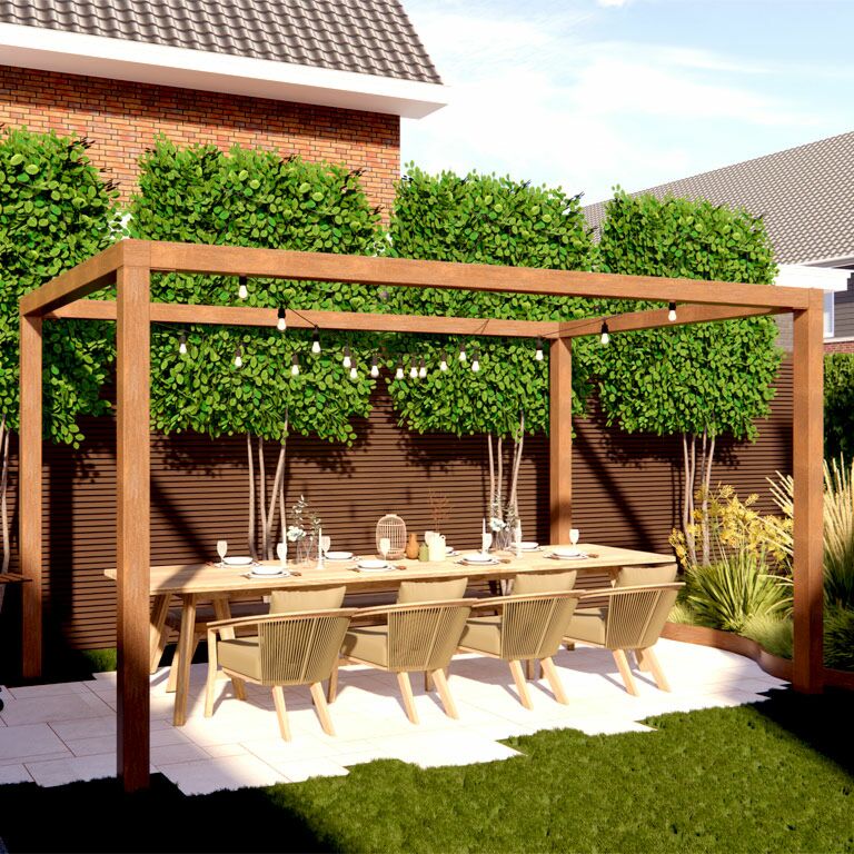 Čtvercová pergola z cortenové oceli 424 x 300 cm