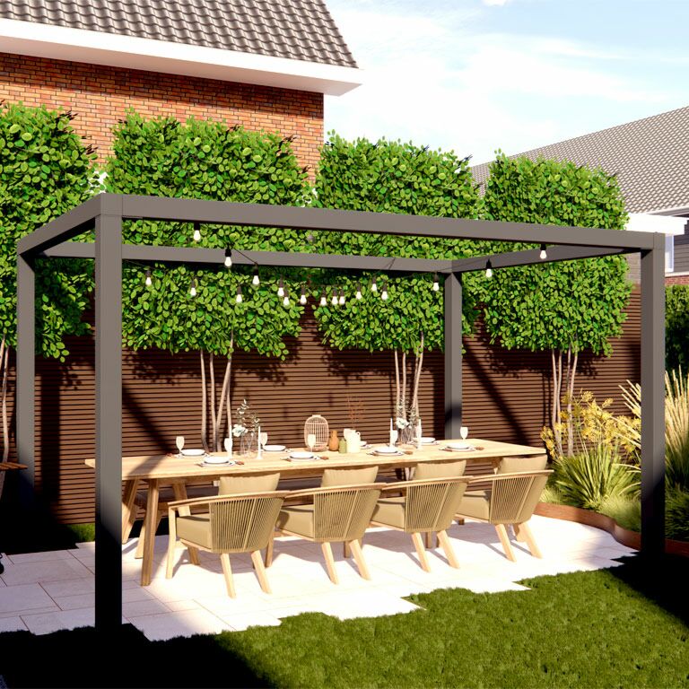 Čtvercová pergola z práškově lakované oceli 274 x 250 cm