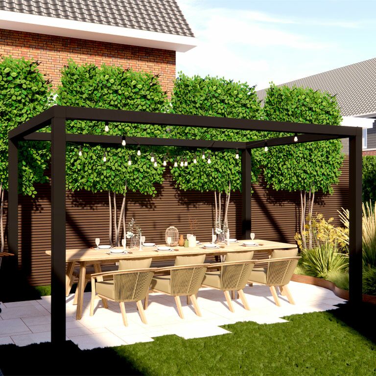 Čtvercová pergola z práškově lakované oceli 324 x 300 cm