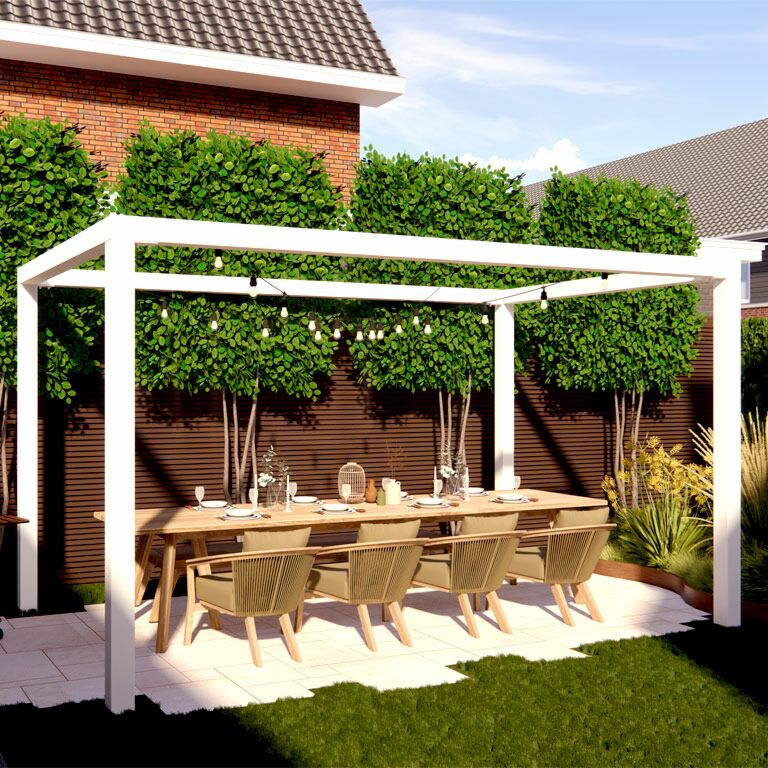 Čtvercová pergola z práškově lakované oceli 224 x 200 cm