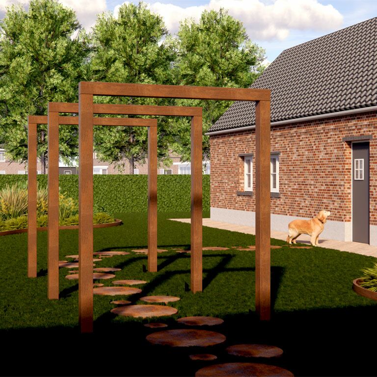 Rovná pergola z cortenové oceli 400 cm