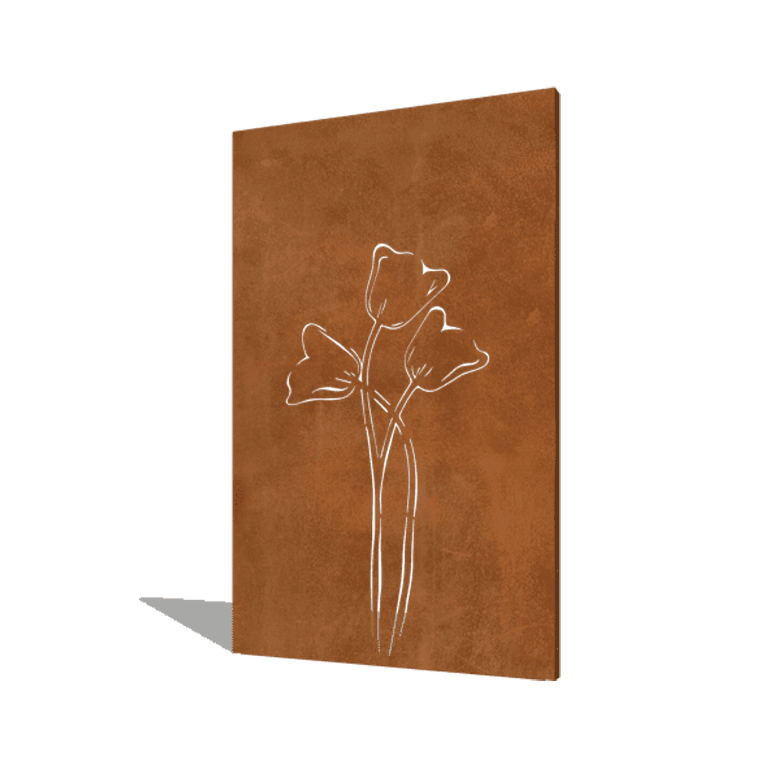 Tulipán symetrické cortenová ocel 120 x 6 x 190 cm
