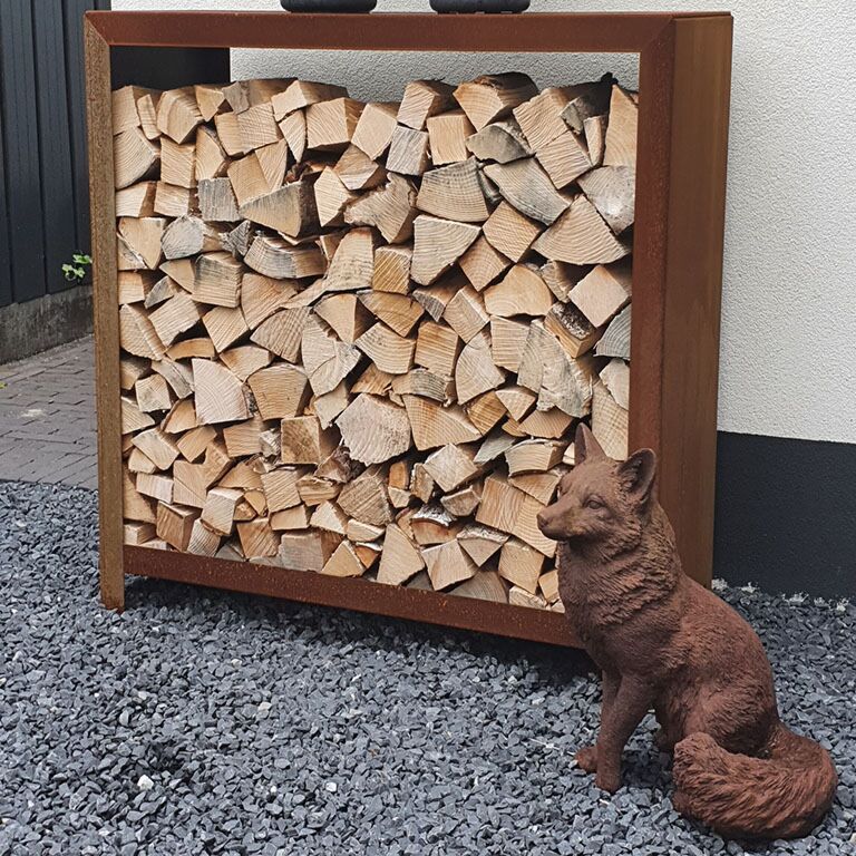 Skladování dřeva z oceli Corten Indiana 100 x 100 x 40 cm