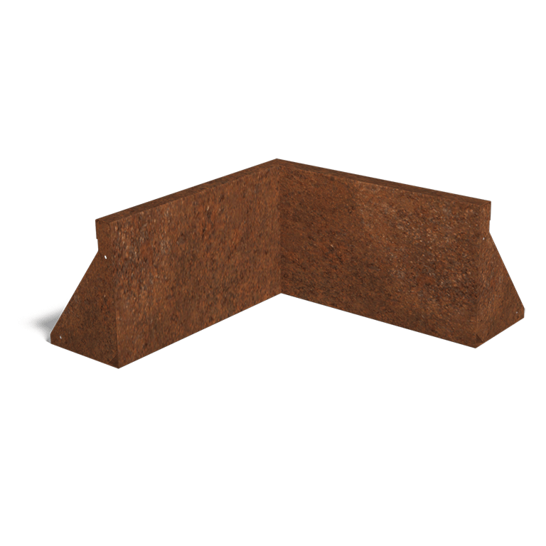 Opěrná zeď vnitřní roh z cortenová ocel 50 x 50 cm (výška 30 cm)