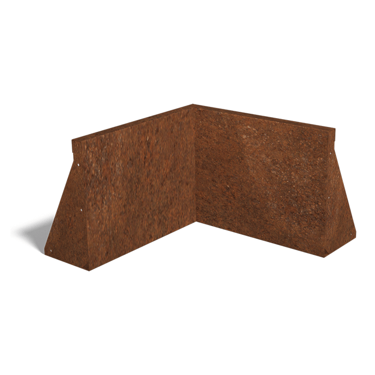 Opěrná zeď vnitřní roh z cortenová ocel 50 x 50 cm (výška 40 cm)