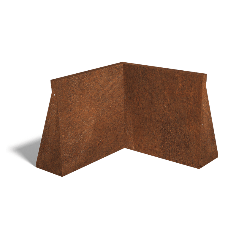 Opěrná zeď vnitřní roh z cortenová ocel 50 x 50 cm (výška 50 cm)