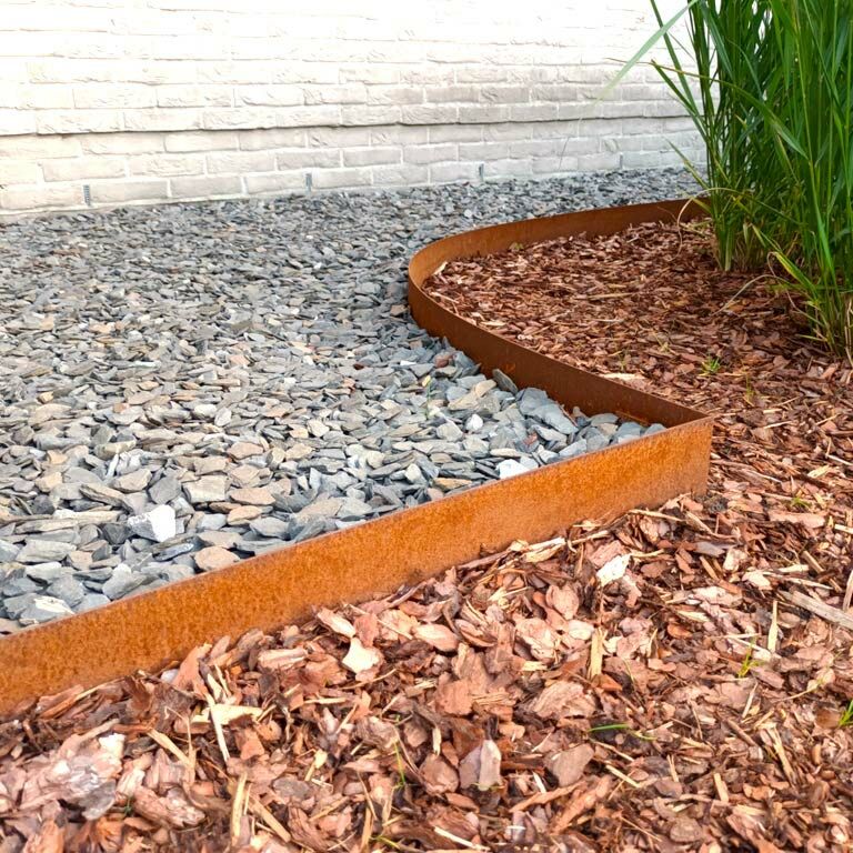 Obrubník rovný z cortenové oceli 15 cm kompletní sada na 15 metrů