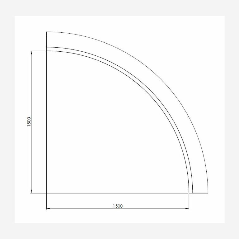 Opěrná zeď vnitřní křivka z cortenová ocel 150 x 150 cm (výška 40 cm)