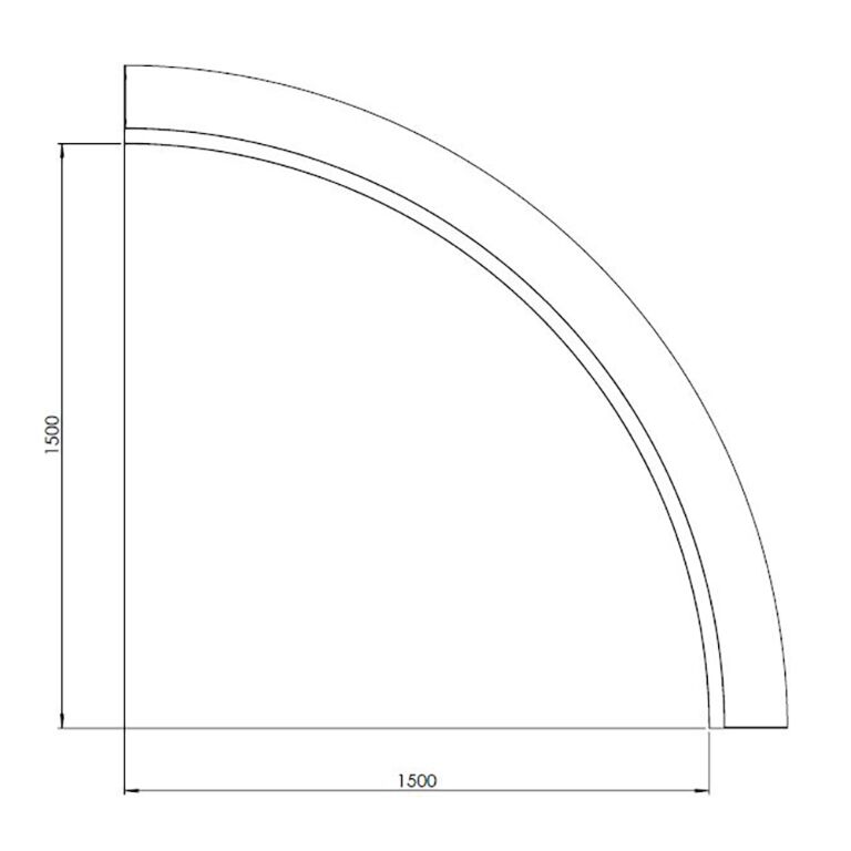 Opěrná zeď vnitřní křivka z cortenová ocel 150 x 150 cm (výška 30 cm)