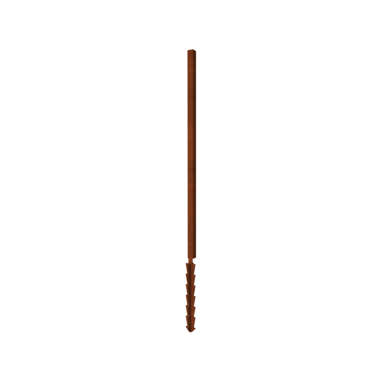 Plot z oceli Corten H koncový sloupek se zemní kotva 190 x 6 x 6 cm