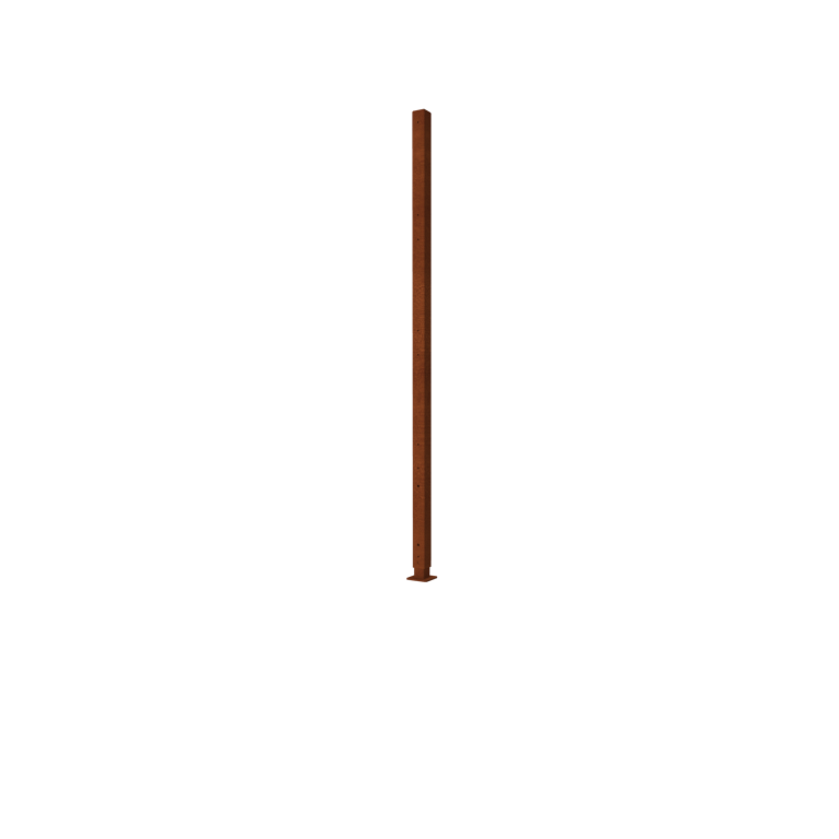 Plot z oceli Corten H koncový sloupek se základní deskou 190 x 6 x 6 cm