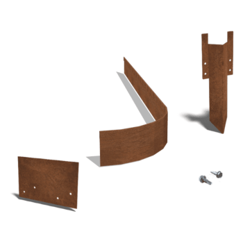 Obrubník zploštělý z cortenové oceli FLEX 13 cm kompletní sada na 15 metrů