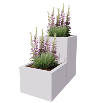 Ocelový květináč - 2-dílný schodový model - 80 x 40 x 60 cm - jiná barva RAL - Se základovou deskou