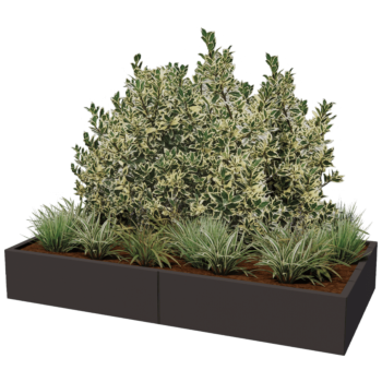 Ocelový květináč XXL - Obdélník - 200 x 100 x 40 cm - jiná barva RAL - Se základovou deskou