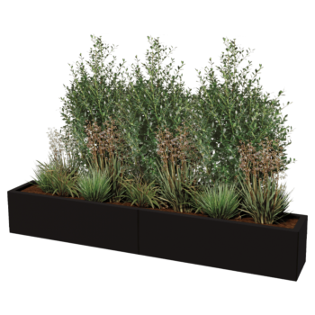 Ocelový květináč XXL - Obdélník - 200 x 30 x 30 cm - jiná barva RAL - Se základovou deskou