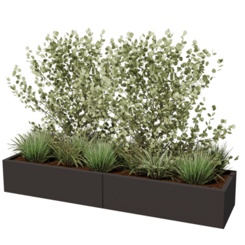 Ocelový květináč XXL - Obdélník - 200 x 50 x 80 cm - jiná barva RAL - Bez základové desky