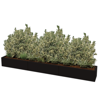 Ocelový květináč XXL - Obdélník - 300 x 40 x 40 cm - jiná barva RAL - Bez základové desky