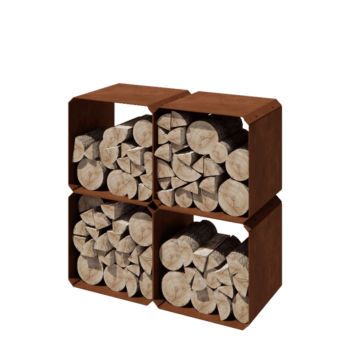 Stojan na dřevo z cortenu - Colorado 4 kusy - 40 x 40 x 40 cm