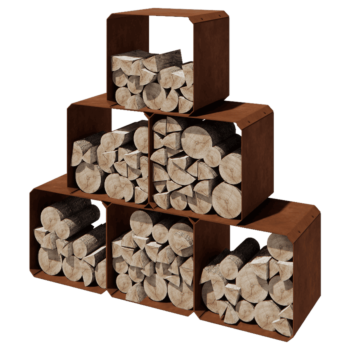 Stojan na dřevo z cortenu - Colorado 6 kusy - 40 x 40 x 40 cm