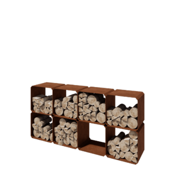 Stojan na dřevo z cortenu - Colorado 8 kusy - 40 x 40 x 40 cm