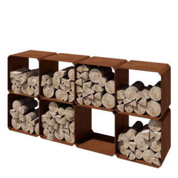 Stojan na dřevo z cortenu - Colorado 8 kusy - 40 x 40 x 40 cm
