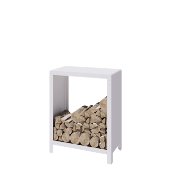 Stojan na dřevo z oceli - Indiana - 80 x 40 x 100 cm - RAL9010 matnýný (bílý)