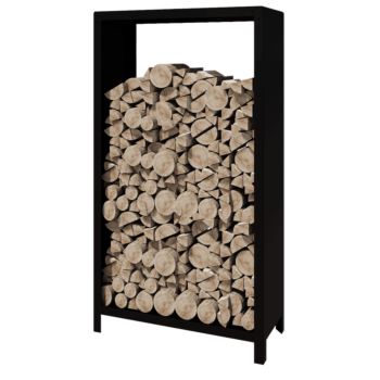 Stojan na dřevo z oceli - Indiana - 100 x 40 x 180 cm - RAL9005 matnýný (černý)