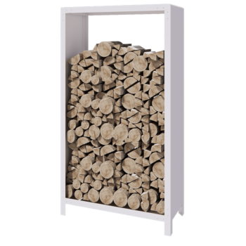 Stojan na dřevo z oceli - Indiana - 100 x 40 x 180 cm - RAL9010 matnýný (bílý)