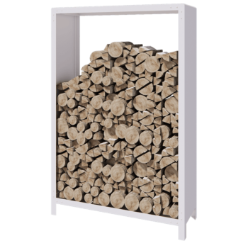 Stojan na dřevo z oceli - Indiana - 120 x 40 x 180 cm - RAL9010 matnýný (bílý)