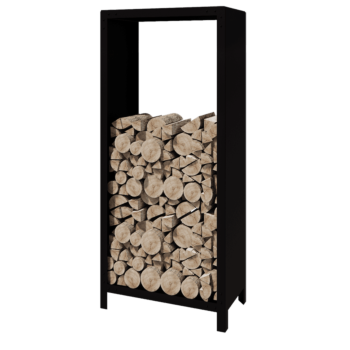 Stojan na dřevo z oceli - Indiana - 80 x 40 x 180 cm - RAL9005 matnýný (černý)