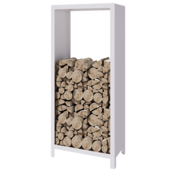 Stojan na dřevo z oceli - Indiana - 80 x 40 x 180 cm - RAL9010 matnýný (bílý)