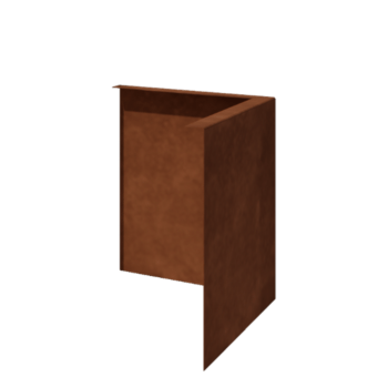 Obrubníky z cortenu - Ohýbaný - Vnější roh - Výška 34 cm