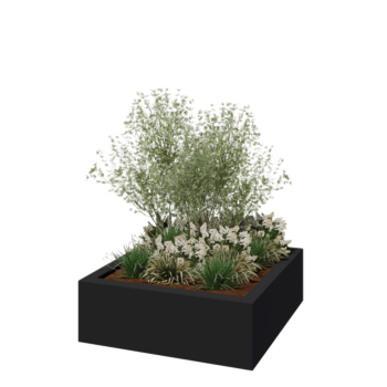 Sklolaminátový květináč - Čtverec - 120 x 120 x 40 cm - RAL 7021 matná (černá šedá) - Se dnem