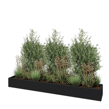 Sklolaminátový květináč - Obdélník - 200 x 30 x 20 cm - RAL 7021 matná (černá šedá) - Se dnem