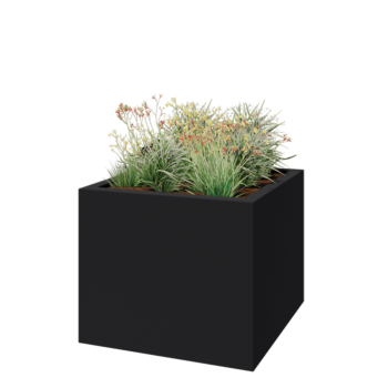 Sklolaminátový květináč - Čtverec - 120 x 120 x 100 cm - RAL 7021 matná (černá šedá) - Se dnem