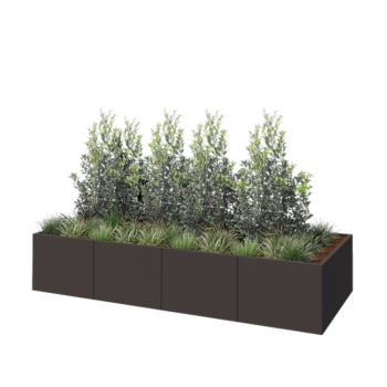 Ocelový květináč XXL - Obdélník - 320 x 120 x 60 cm - RAL7016 matný (antracitově šedá) - Se základovou deskou