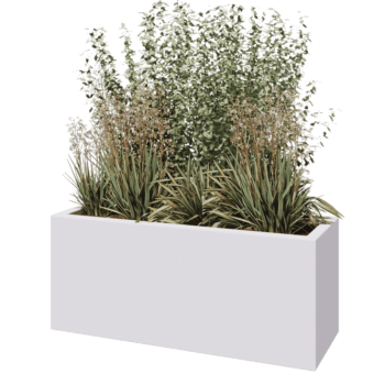 Sklolaminátový květináč - Obdélník - 120 x 40 x 50 cm - RAL9010 matná (bílá) - Se dnem