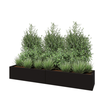 Ocelový květináč XXL - Obdélník - 200 x 40 x 30 cm - RAL9005 matný (černý) - Bez základové desky