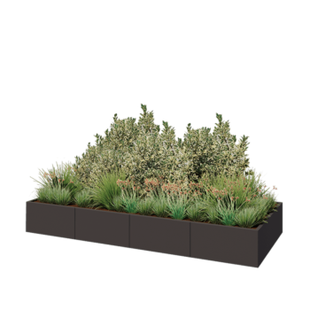 Ocelový květináč XXL - Obdélník - 320 x 120 x 40 cm - RAL7016 matný (antracitově šedá) - Bez základové desky