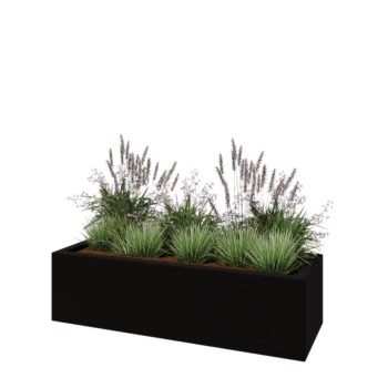 Sklolaminátový květináč - Obdélník - 150 x 50 x 40 cm - RAL9005 matná (černá) - Se dnem