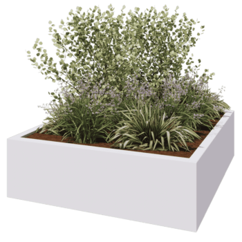 Sklolaminátový květináč - Čtverec - 200 x 200 x 60 cm - RAL9010 matná (bílá) - Se dnem