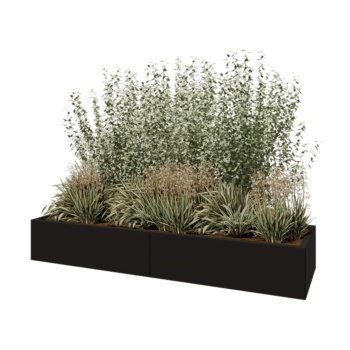Ocelový květináč XXL - Obdélník - 200 x 60 x 30 cm - RAL9005 matný (černý) - Bez základové desky