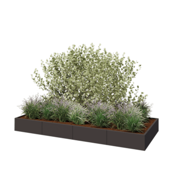 Ocelový květináč XXL - Obdélník - 320 x 120 x 30 cm - RAL7016 matný (antracitově šedá) - Bez základové desky