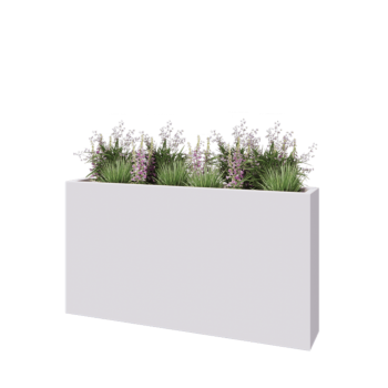 Sklolaminátový květináč - Obdélník - 150 x 25 x 80 cm - RAL9010 matná (bílá) - Se dnem