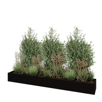 Sklolaminátový květináč - Obdélník - 200 x 30 x 20 cm - RAL9005 matná (černá) - Se dnem