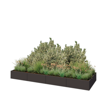 Ocelový květináč XXL - Obdélník - 320 x 100 x 30 cm - RAL7016 matný (antracitově šedá) - Bez základové desky