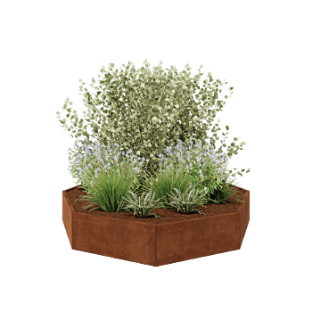 Květináč z cortenové oceli - Osmiúhelník - 241,4 x 241,4 x 40 cm - Bez základové desky