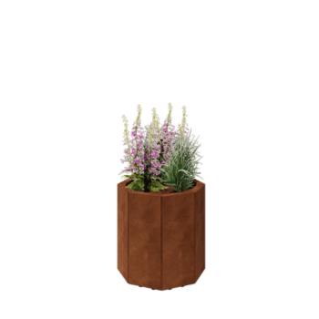 Květináč z cortenové oceli - Osmiúhelník - 48,3 x 48,3 x 50 cm - Se základovou deskou - S nohami