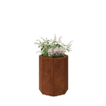 Květináč z cortenové oceli - Osmiúhelník - 48,3 x 48,3 x 60 cm - Se základovou deskou - S nohami